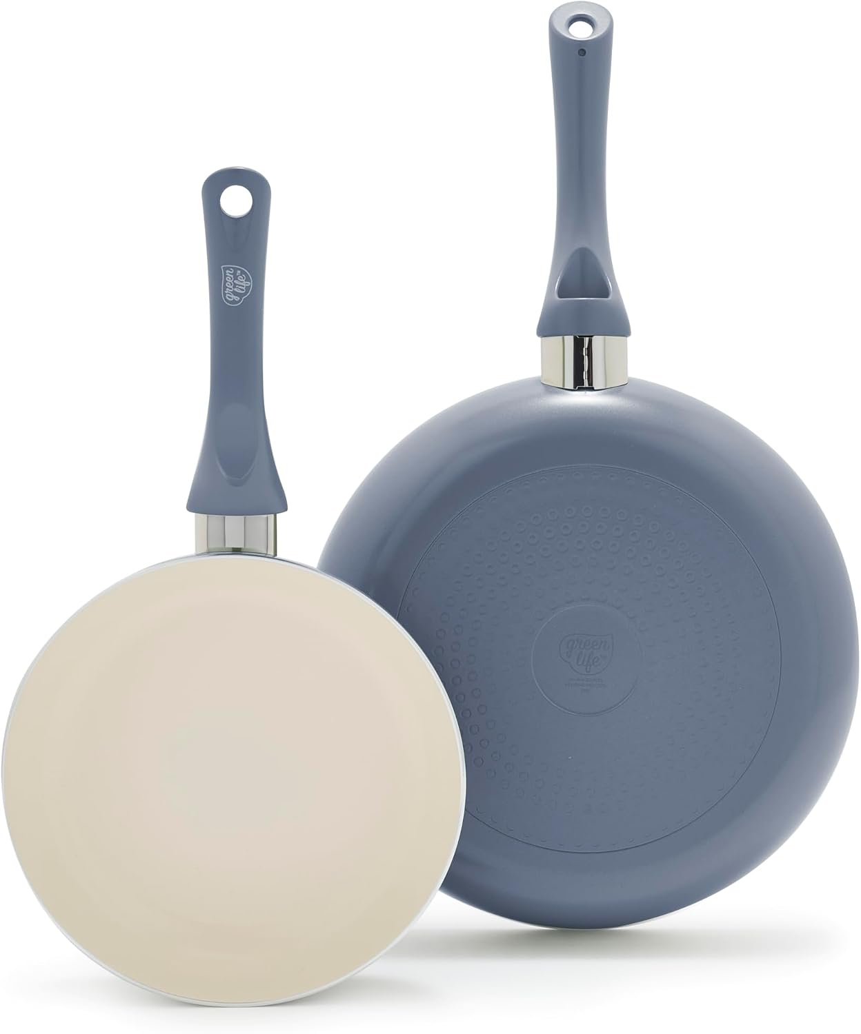 GreenLife 2 Piece (7” & 10”) Ceramic Nonstick Frying Pan Set, Turquoise | PFAS-Free Nonstick Coating, Family Skillet Set, Egg Pan, Omelet Pan, Stay-Cool Handles, Dishwasher & Oven Safe up to 350F