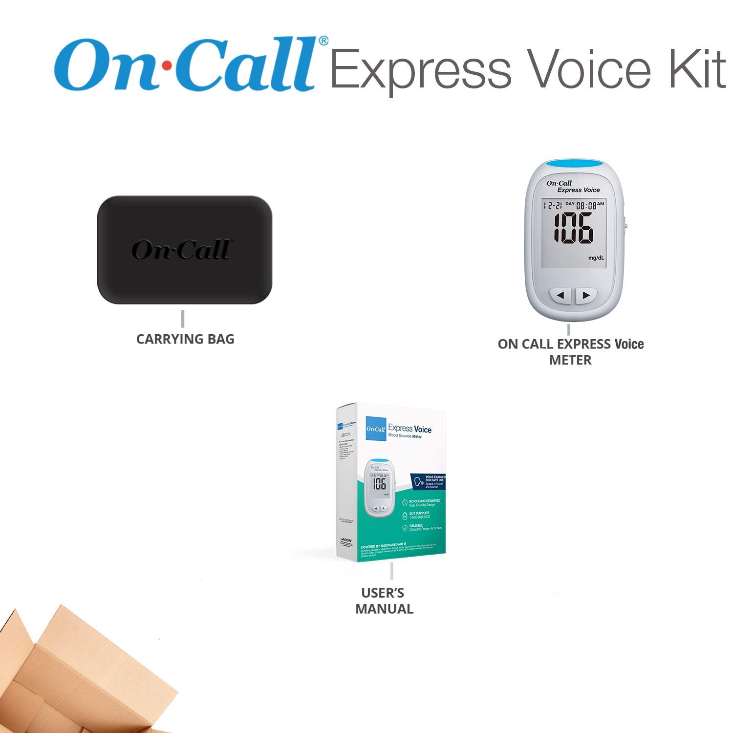 On-Call Blood Glucose Meter Express Voice, Bilingual (English/Spanish)