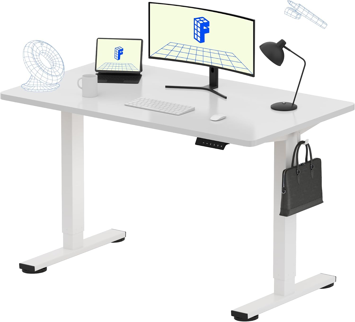 FLEXISPOT EN1 One-Piece Standing Desk, Electric Adjustable with 4 Memory Presets, 176 LBS Capacity, Stable & Quiet