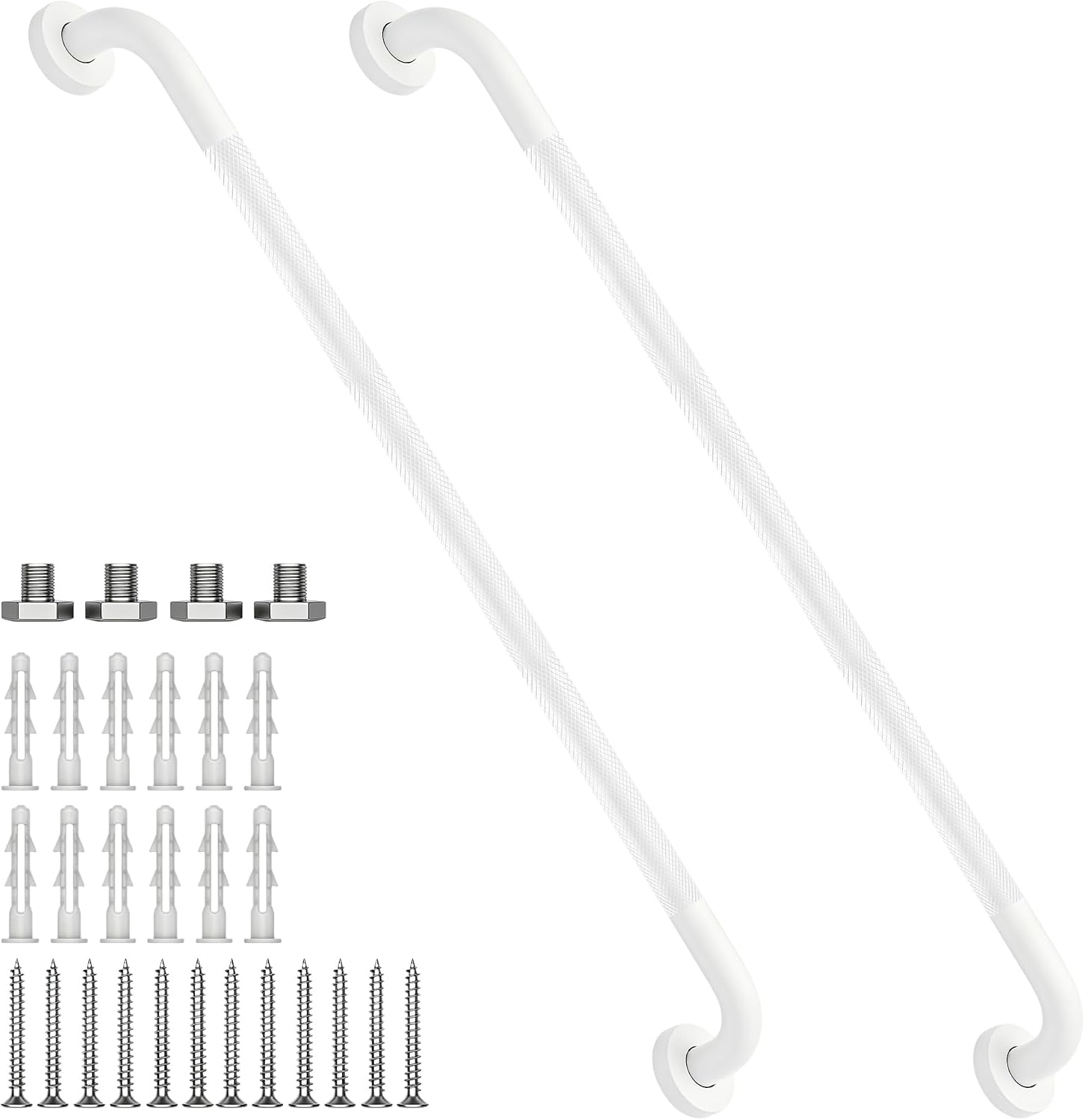 12 Inch Shower Grab Bar 1.25" Dia,Brushed Nickel Anti Slip Bathroom Grab Bar, 304 Stainless Steel Knurled Handicap Grab Bars, Safety Support Handrail,Bath Shower Handle for Elderly Injury Senior