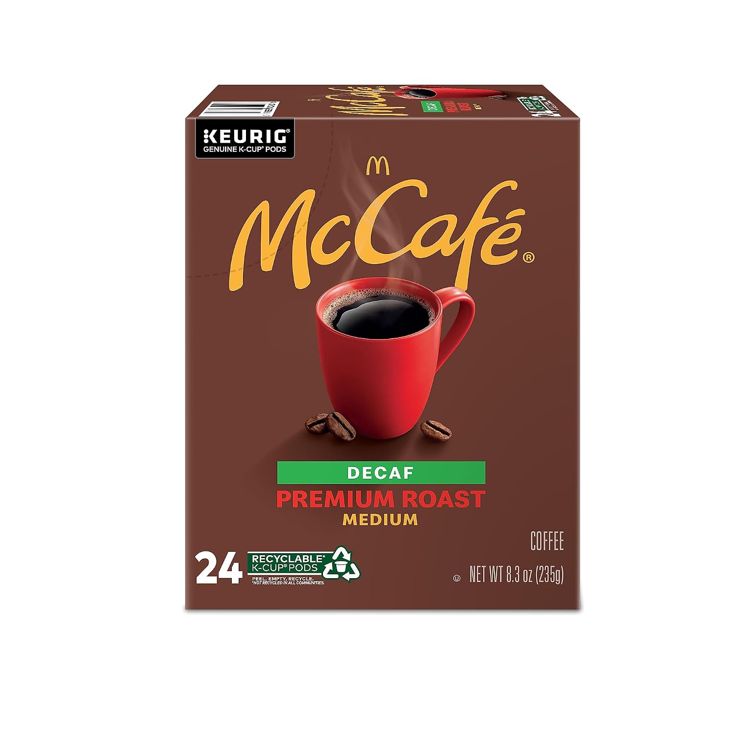 McCafe Premium Roast Decaf Coffee, Single Serve Keurig K-Cup Pods, Decaffeinated, 96 Count (4 Packs of 24)