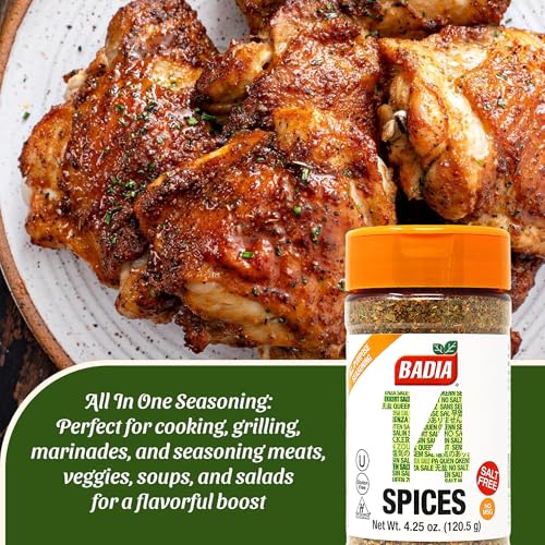 Badia 14 Spices Salt-Free All Purpose Seasoning, 4.25 oz – Savory Blend of Garlic, Onion, Herbs, Spices & Peppers