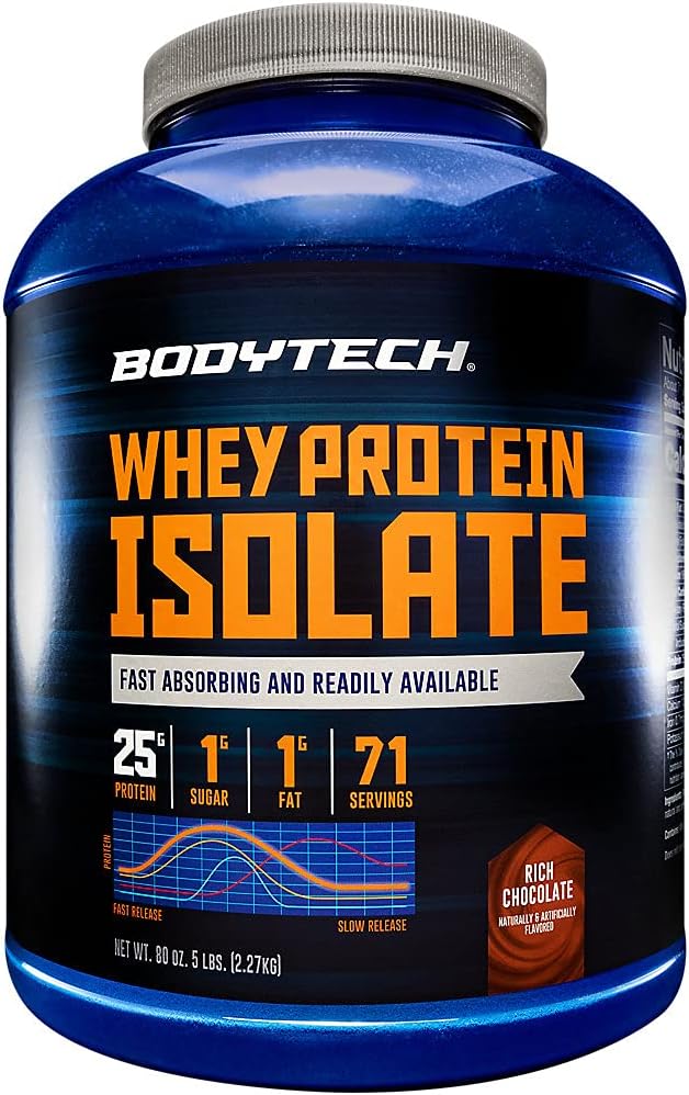 BodyTech Whey Protein Isolate Powder, French Vanilla, 1.5 LB, 23 Servings | 25G Protein per Serving, High Concentrated Protein Powder With Amino Acids & BCAAs for Men and Women, Gluten Free
