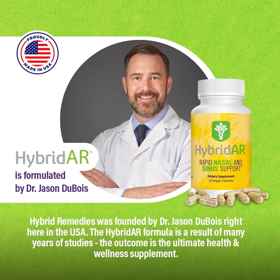 HybridAR Sinus & Nasal Support Herbal Supplement for Adults, 30 Veggie Caps | Daily immunity