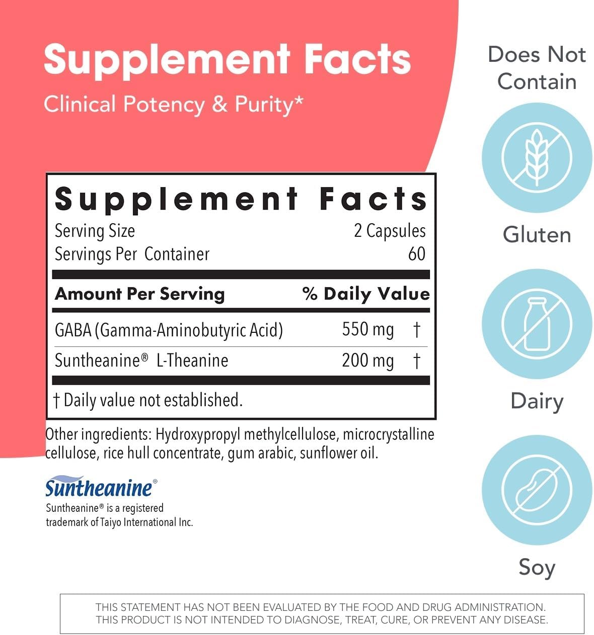 Allergy Research Group ARG 200 mg of Zen - Supports Calm and Stress Balance - Delivers 200 mg L-Theanine & 550 mg GABA per Serving - Vegetarian & Hypoallergenic - 60 Servings - 120 Capsules