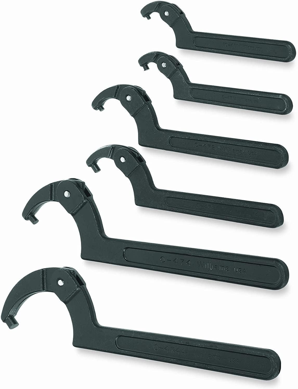 Williams JHW474 Adjustable Hook Spanner Wrench with Span Diameter of 2 to 4-3/4-Inch, Ideal for Adjusting Collars, Lock Nut Rings, and Bearings