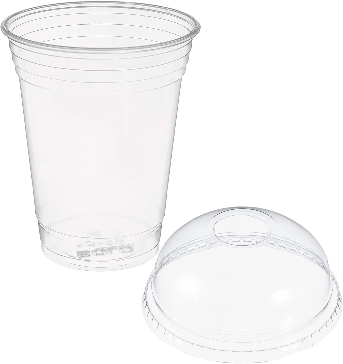 Clear Plastic Disposable Cups for Iced Coffee Bubble Boba Tea Smoothie, 16 oz, 50 Sets with Flat Lids