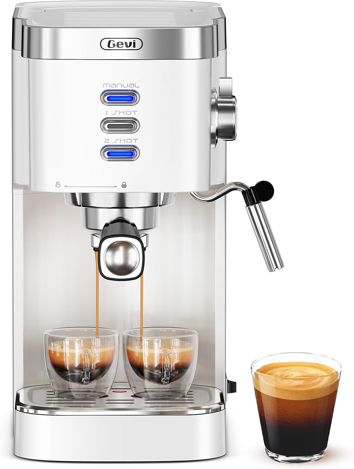 Gevi 20 Bar Compact Espresso Machine with Milk Frother for Latte&Cappuccino | Budget under$150, Removable Water Tank, Produce Good Crema