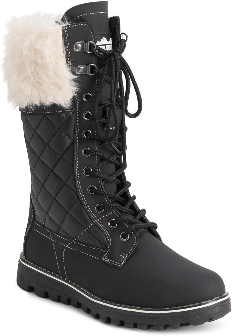 POLAR Womens Faux Fur Warm Thermal Waterproof Outdoor Walking Snow Winter Rubber Sole Calf Boots