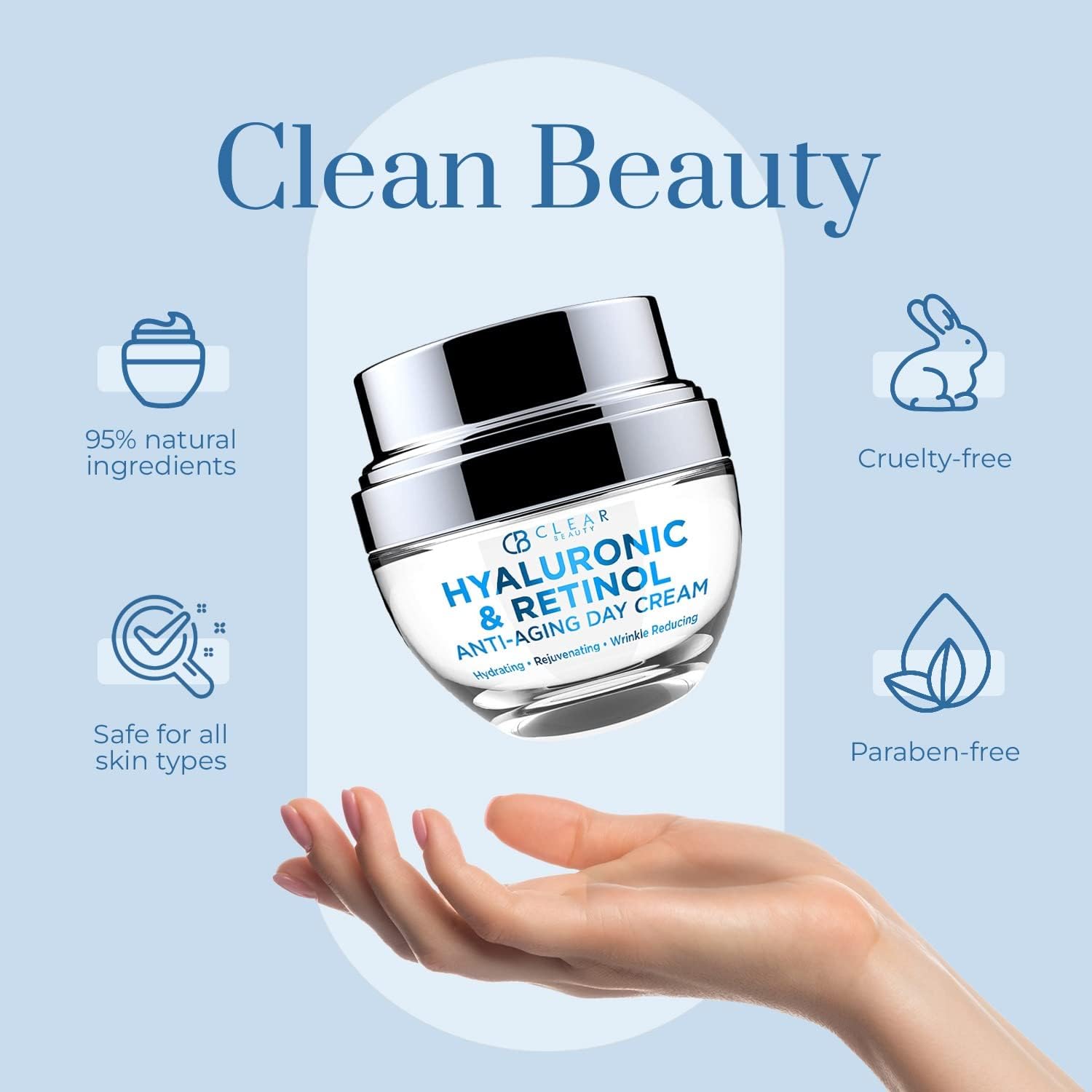 Clear Beauty 24K Gold & Collagen Day Cream Face Moisturizer – Dermatologist Tested, Anti Aging Korean Skin Care – Anti Wrinkle