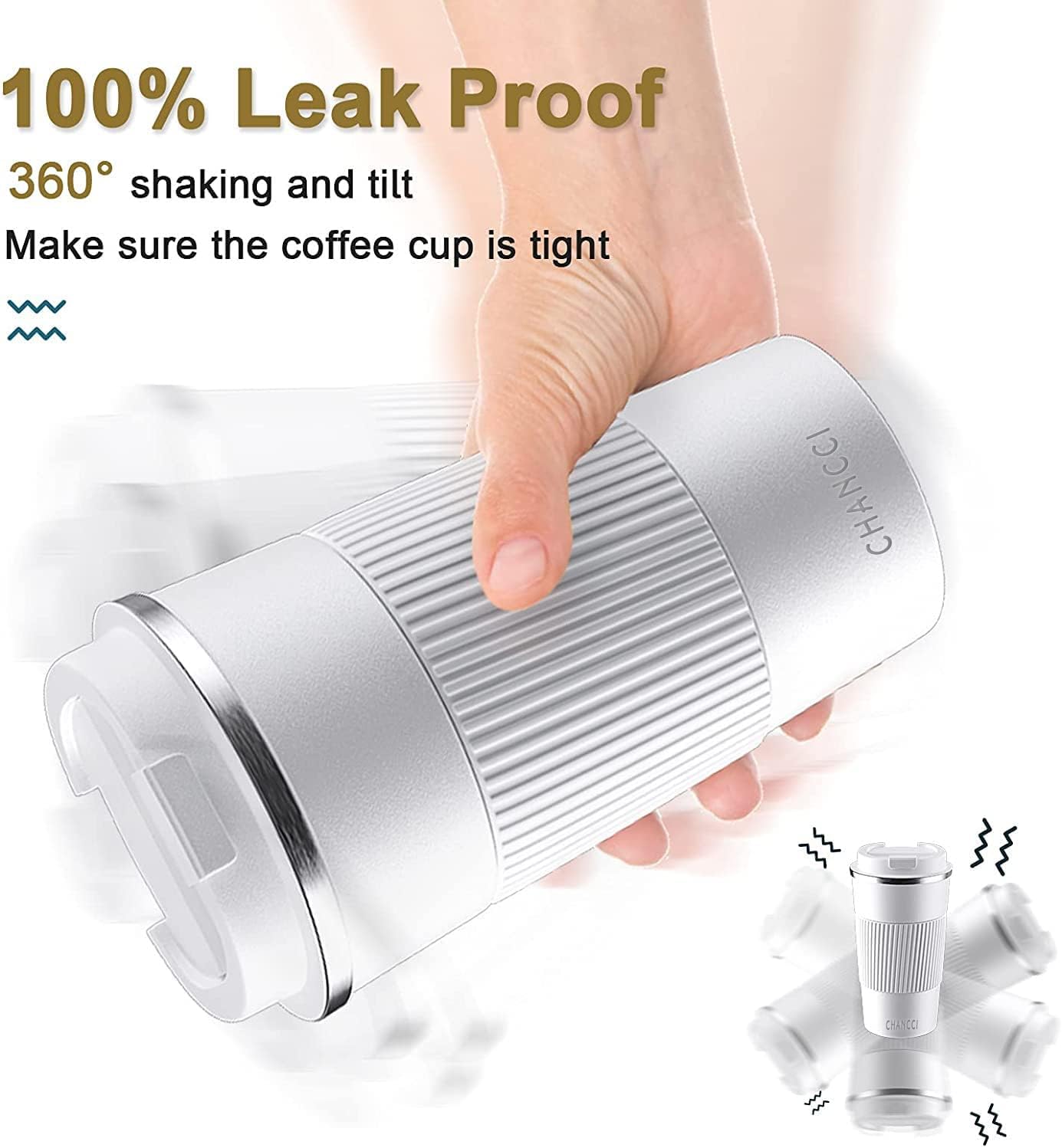 16oz Travel Coffee Mug Spill Proof, Insulated Coffee Mug with Lid, Leakproof Coffee Tumbler, Stainless Steel Vacuum Coffee Cup for Hot/Cold Drinks
