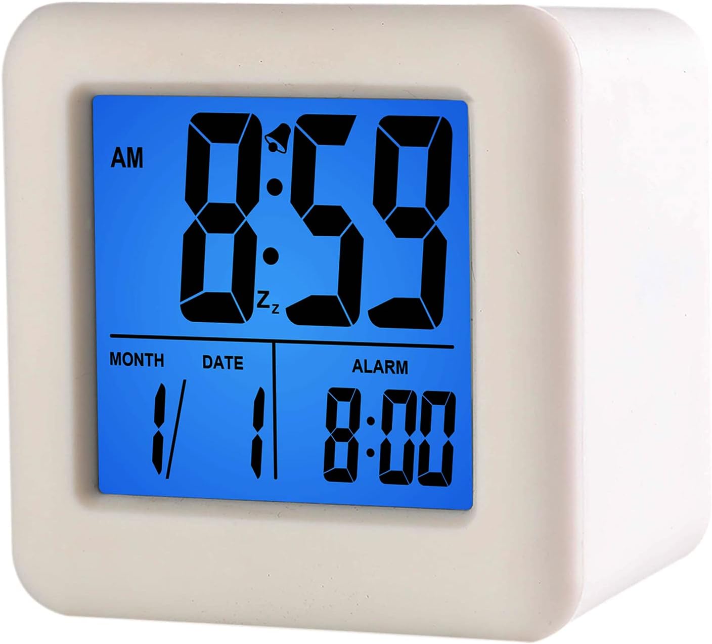 Plumeet Digital Alarm Clock Kids Clock with Snooze and White Nightlight - Easy Setting Travel Alarm Clocks Display Time, Date