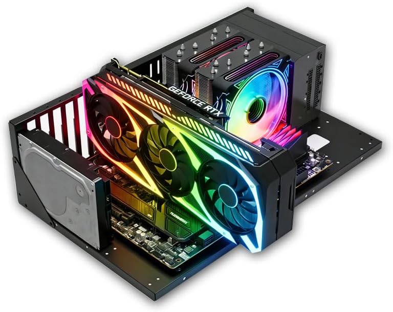 TGDGAMER Open Chassis DIY Gaming PC Test Bench, ATX/M-ATX/ITX, Wide Cooling | Fits ATX, M-ATX, ITX Motherboards, Open Frame Wide Body Heat Dissipation