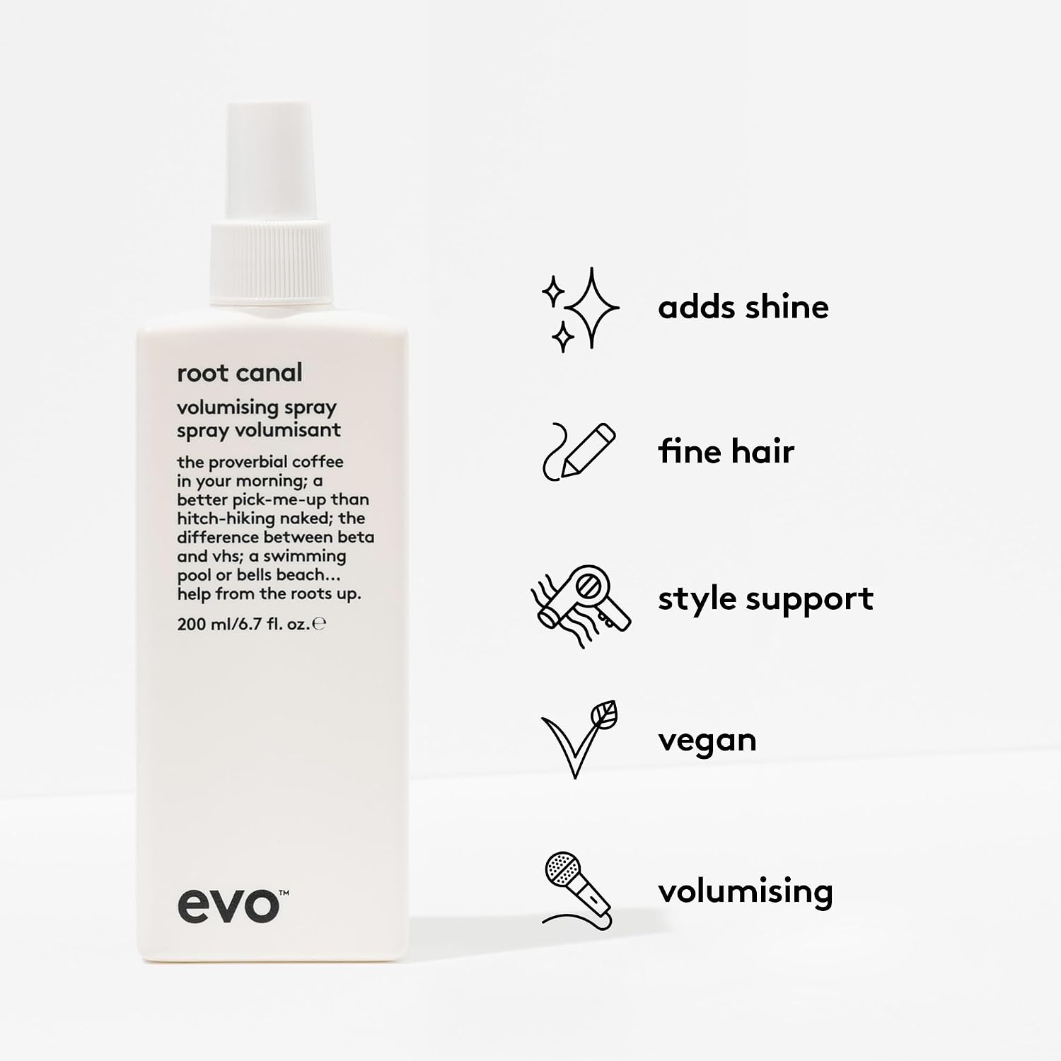 EVO Root Canal Volumizing Styling Spray for Fine Hair - Adds Body, Texture & Shine