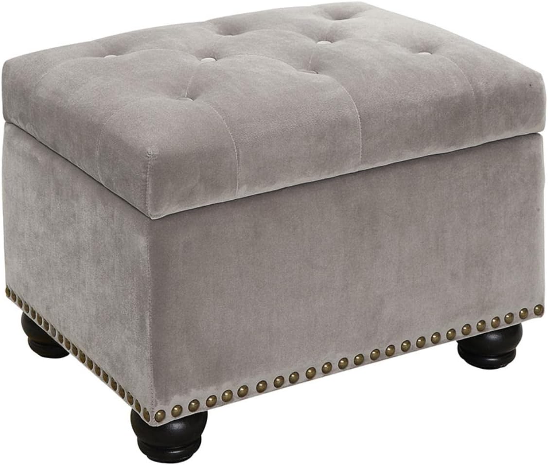 Convenience Concepts Designs4Comfort 5th Avenue Storage Ottoman 24" - Contemporary Foot Stool and Seat with Hinged Lid for Living Room, Dining Room, Office, Den, Espresso Faux Leather