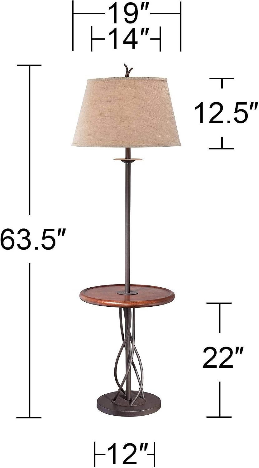 Franklin Iron Works 63 1/2" Tall Twist Base Wood Table Floor Lamps Set of 2