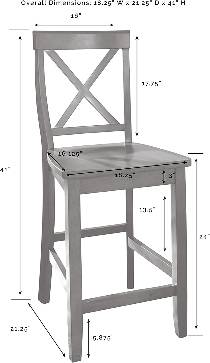Crosley Furniture X-Back Wood Bar Stools Set of 2, Black, 30-inch