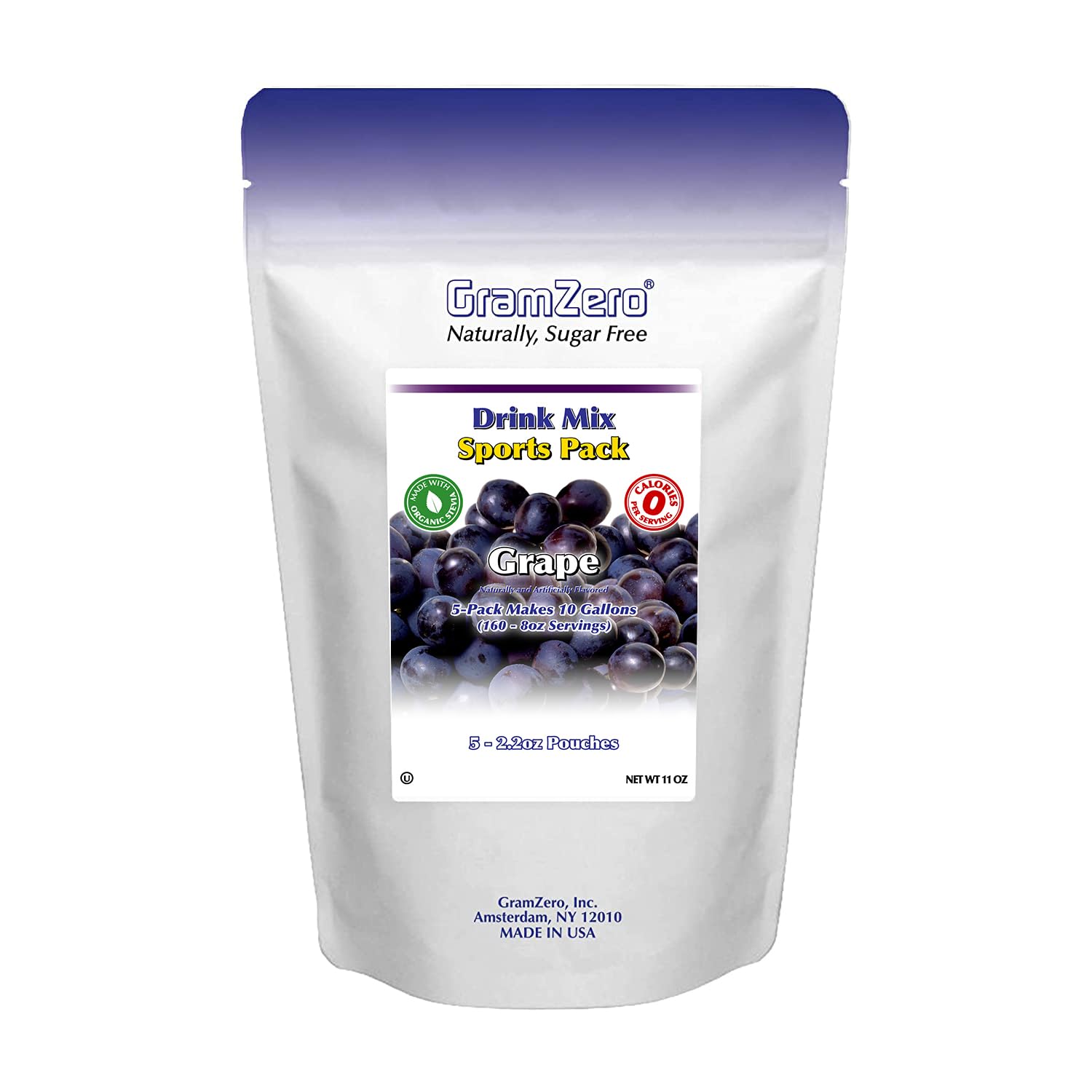 GramZero Grape Sugar Free Drink Mix Sports Pack, Great For Nutrition Club Loaded Teas, Zero Calorie, Stevia Sweetened