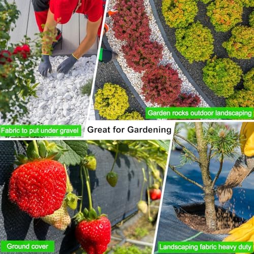 WAENLIR 5.8oz 4FT x 50FT Heavy Duty Landscape Fabric Weed Barrier Premium Woven Ground Cover Roll, UV Resistant&Tear-Proof, Ideal for Garden Beds