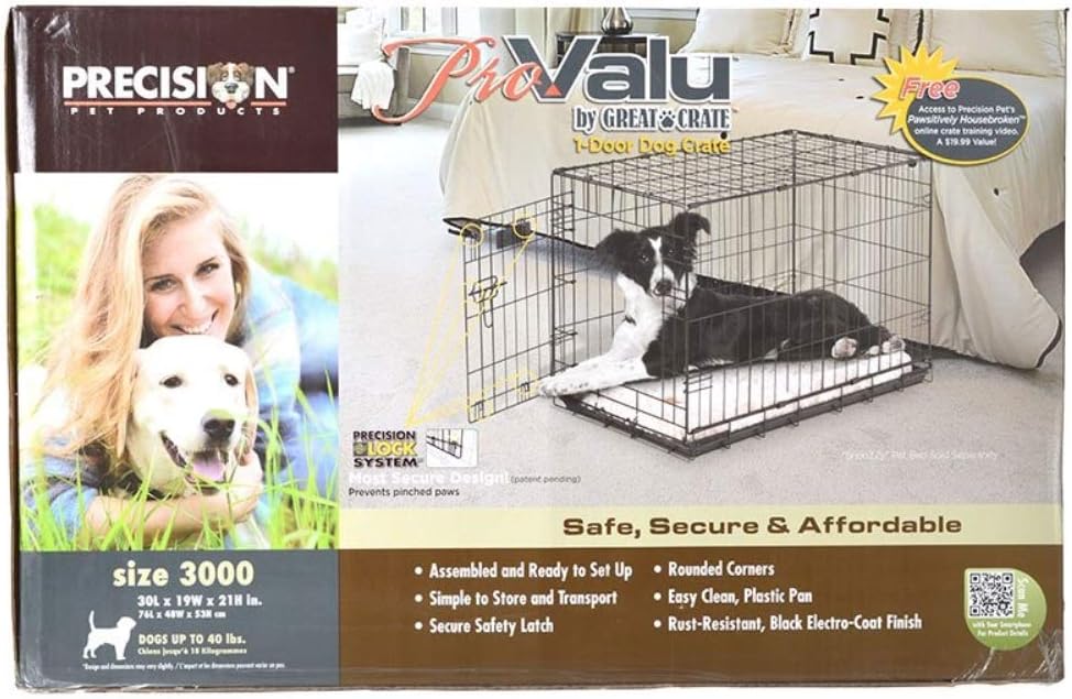 Precision Pet Products Two Door Provalue Wire Dog Crate, 24 Inch, For Pets 15-30 lbs, With 5-Point Locking System
