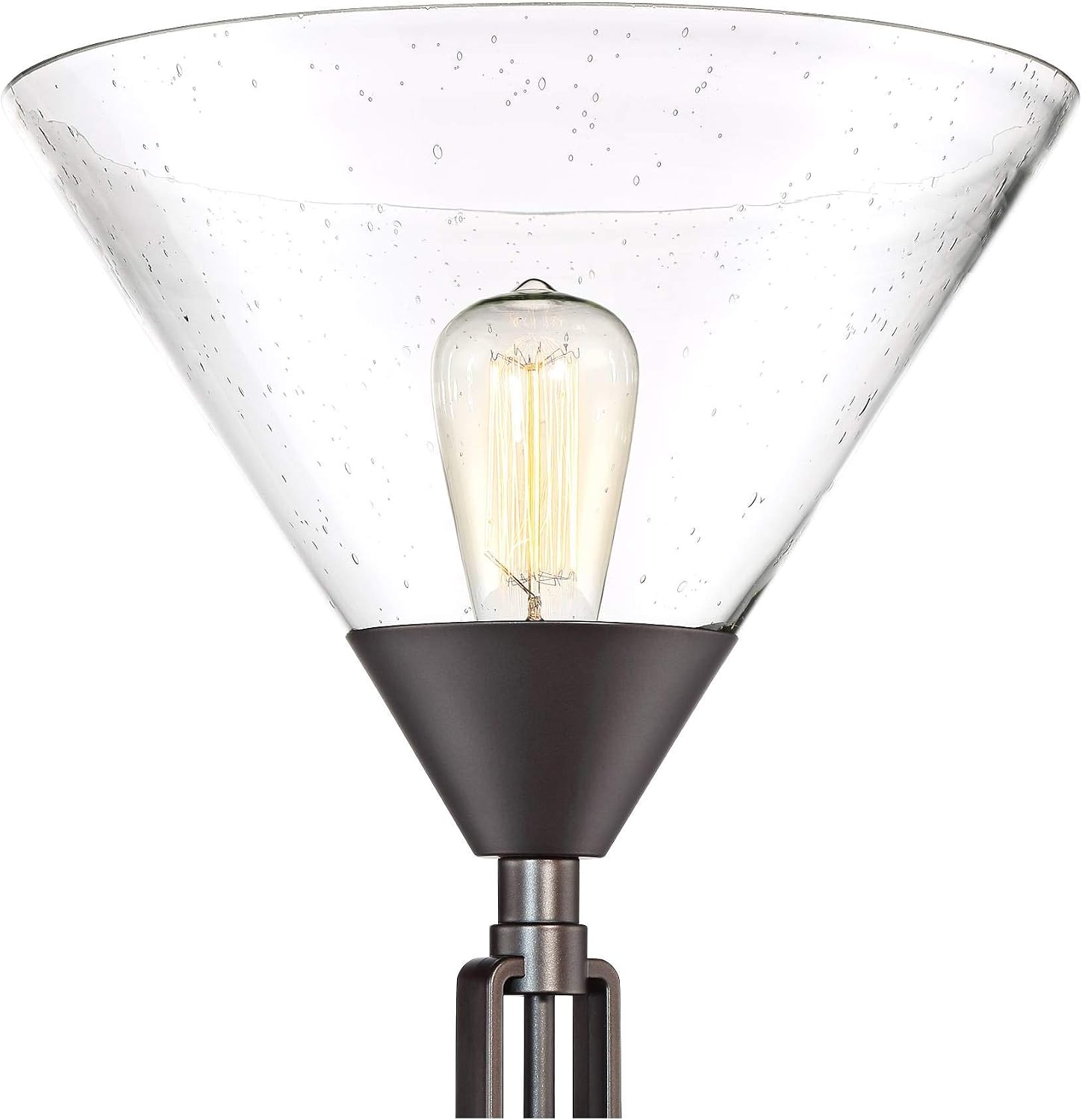Warwick 71 1/2" Tall Tiger Bronze and Seeded Glass Torchiere Floor Lamp | Industrial Tree LED 3-Light Edison 5 Metal Clear Seedy Shade for Living
