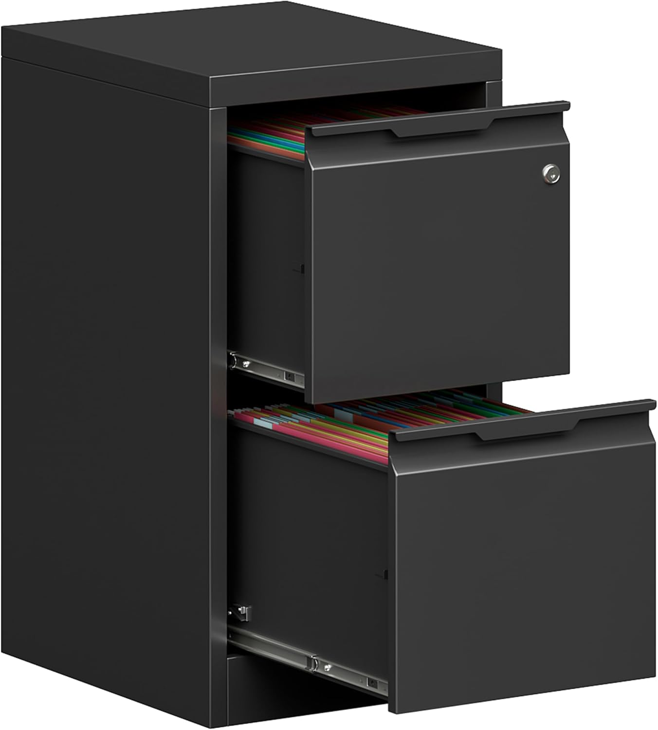 3 Drawer File Cabinet with Lock,Vertical Filing Cabinets for Home Office,Heavy Duty Metal File Cabinet for Hanging A4/Letter/Legal Size File,Vertical File Cabinet 15" W X 17.8" D X 38.3" H-Black