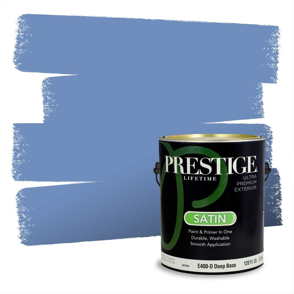PRESTIGE Paints Exterior Paint and Primer In One, 1-Gallon, Semi-Gloss, Comparable Match of Behr* Intercoastal Gray*