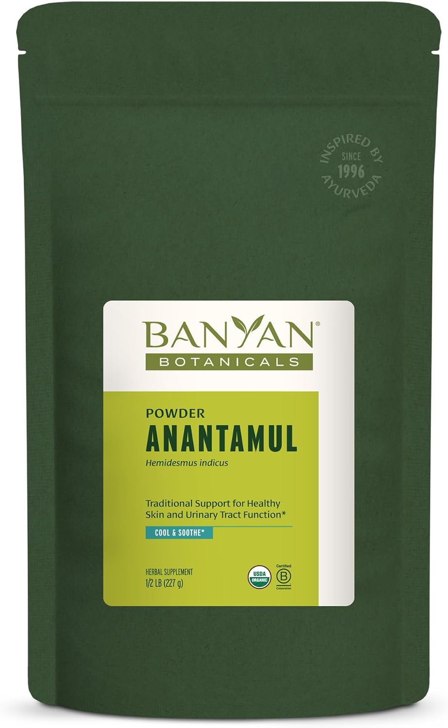 Banyan Botanicals Anantamul Powder – Organic Indian Sarsaparilla (Hemidesmus Indicus) – Cooling & Soothing Organic Skin Supplement* – 1/2 lb