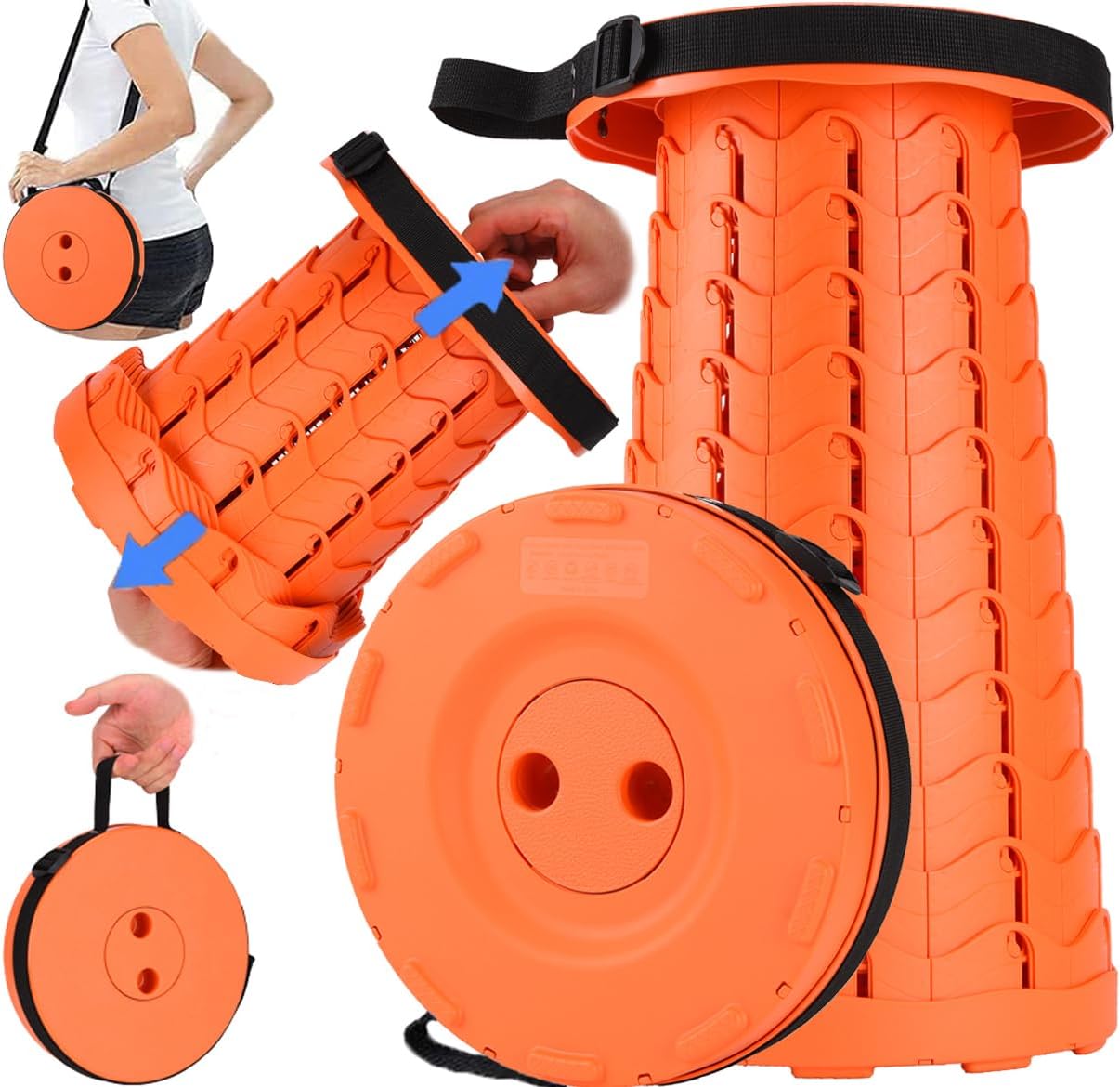 Fishboy Collapsible Stool for Adults, Portable Folding Camping Seat, 400lbs