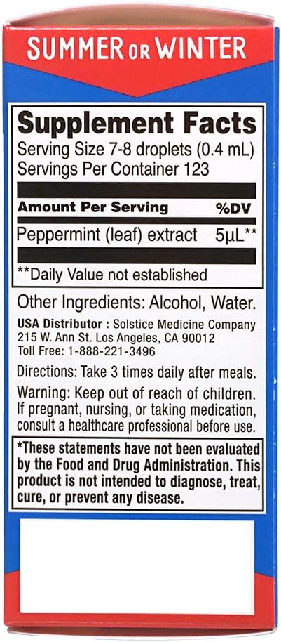 Ricqles Peppermint Oil Dietary Supplement (Supports Healthy Digestion, Intestinal Comfort) (1.69 fl. oz) (1 Bottle) (Product of France).