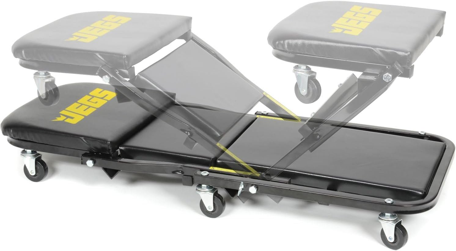 JEGS 2-in-1 Folding Creeper & Z-Seat | 2-in-1 Folding Creeper & Z-Seat for supporting the driver or passenger in the vehicle; steel construction