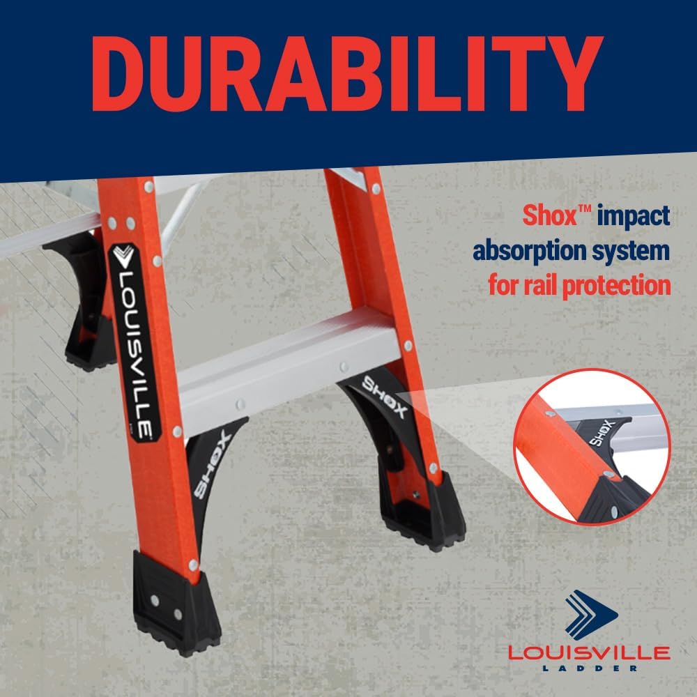 Louisville Ladder 6-Foot Fiberglass Step Ladder, 375-Pound Load Capacity, Type IAA, FS1406HD