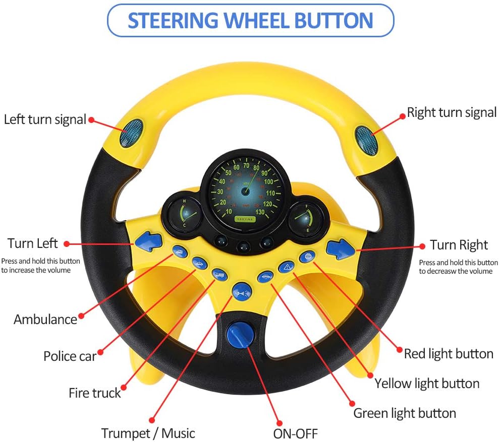 Simulated Driving Controller Portable Simulated Driving Steering Wheel Copilot Toy Children's Educational Sounding Toy Small Steering Wheel Toy Gift