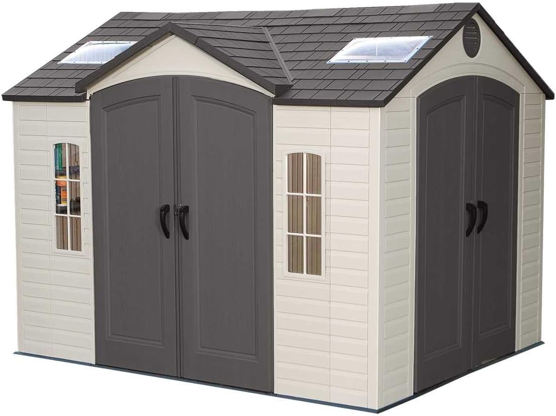 Lifetime 60005 Outdoor Storage Shed with Windows, Skylights and Shelving, 10 x 8 Feet