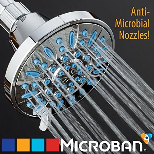 AquaDance Antimicrobial/Anti-Clog High-Pressure 6-setting Shower Head, Microban Nozzle Protection from Growth of Mold