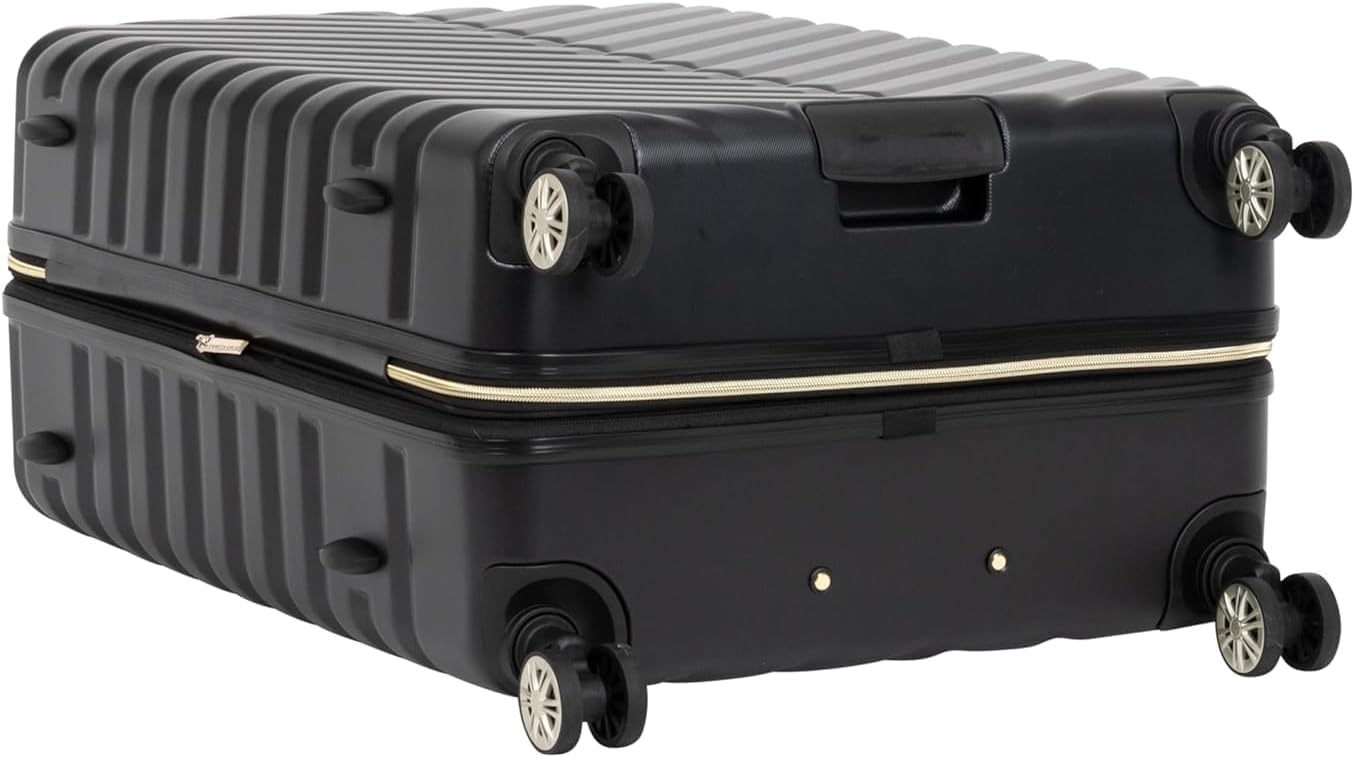 Kenneth Cole REACTION Madison Square Lightweight Hardside Chevron Expandable Spinner Luggage, Black, (28-Inch Checked)