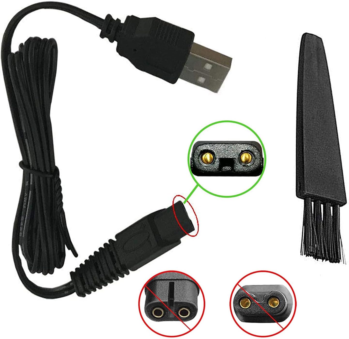 Shaver Charger for Solo Men's Rechargeable Full Body Hair Trimmer Replacement Electric Shaver Charging Cable 5V USB Charger with Cleaning Brush(1 Packs)