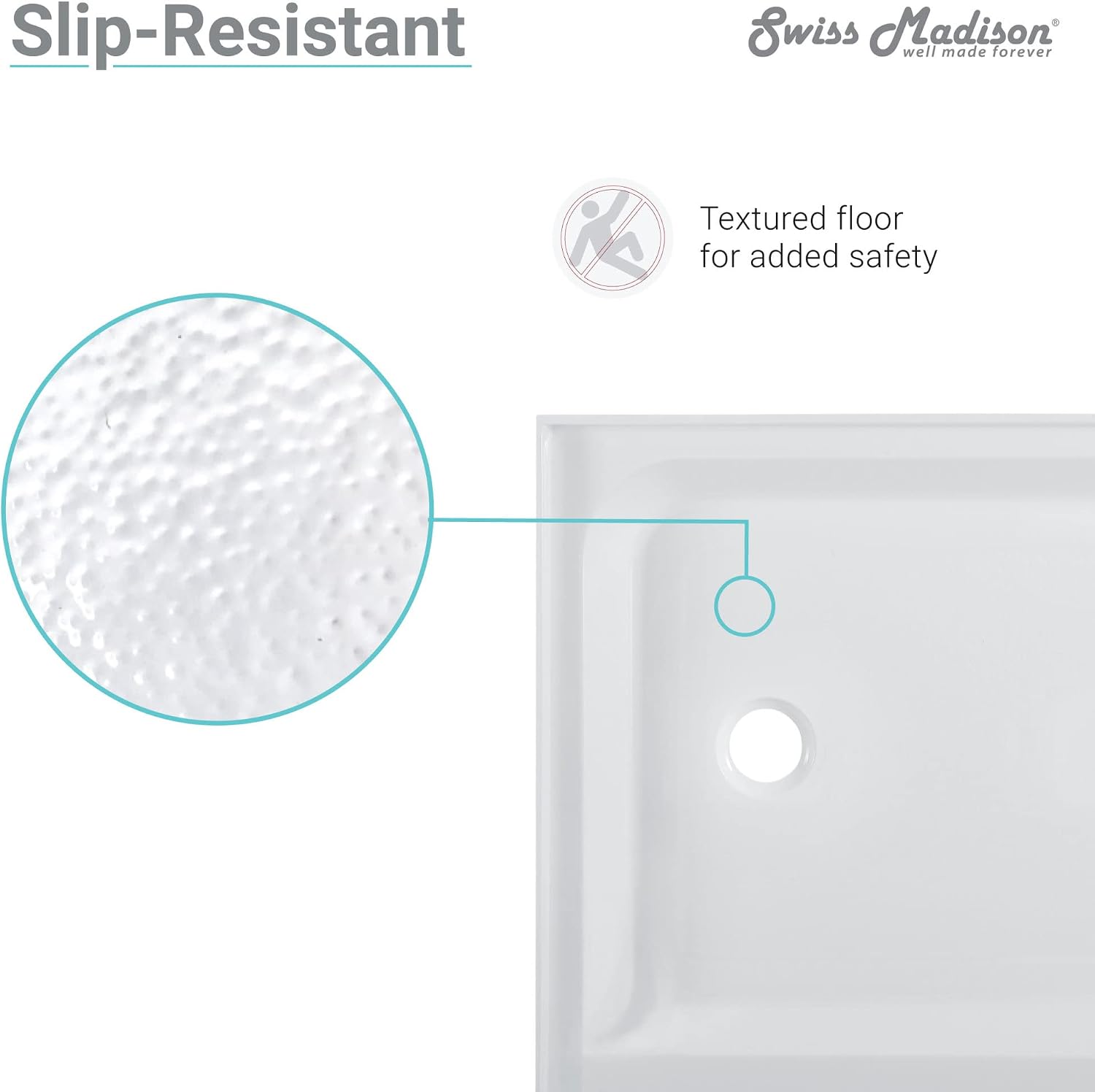 Voltaire 60" x 32" Single-Threshold, Right-Hand Drain, Shower Base in Gray