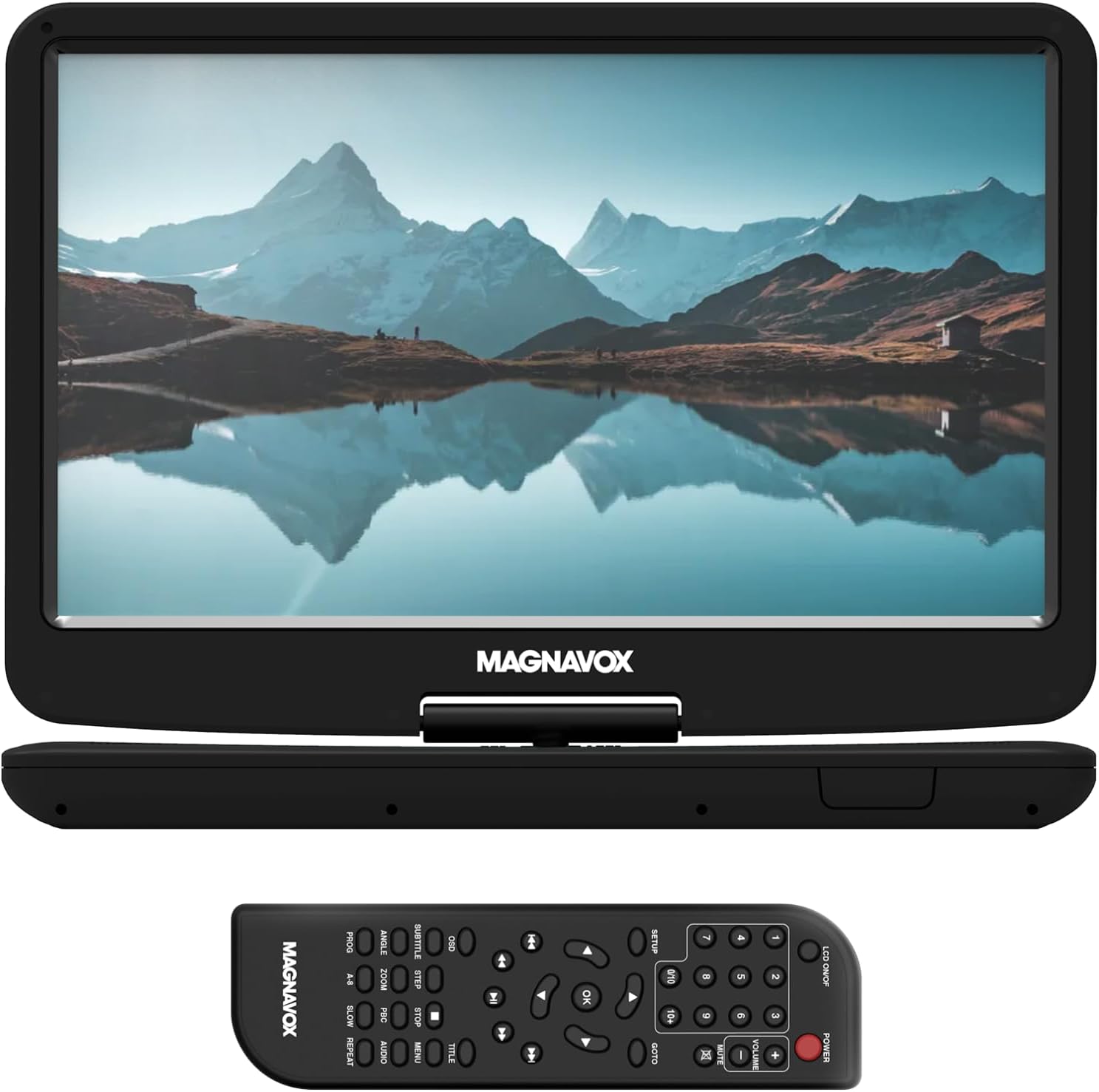 Magnavox MTFT754 Portable 11.6 Inch TFT Swivel Screen DVD/CD Player in Black | Rechargeable Battery | Swivel Screen Design | Great for Road Trips