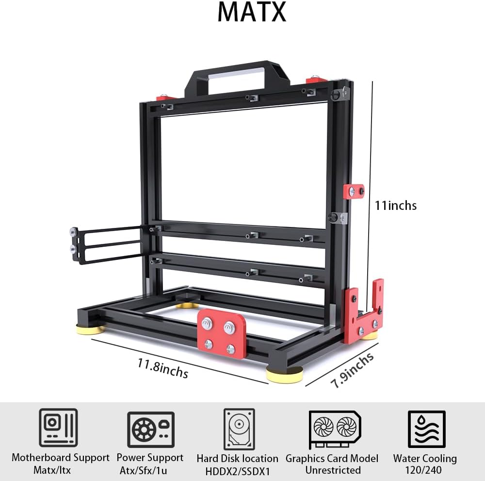 DIY Aluminium Pc Open Case Computer Chassis Test Bench Support Water Cooling Support Server Chassis Support Itx Matx ATX Eatx (2.M-ATX)