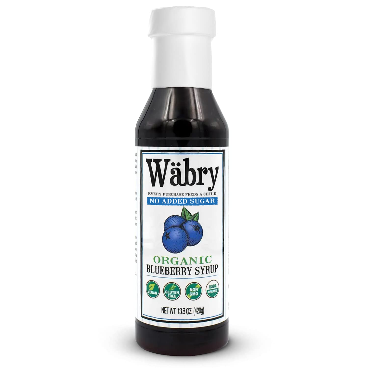 Wäbry Blueberry Syrup – 14.9oz (420g), Natural Fruit Flavor Organic Snow Cone Syrup for Drizzling on Shaved Ice, Waffles, Ice Cream & Lattes, Non-GMO, Dye-Free Vegan Syrups, 12 Servings Per Bottle