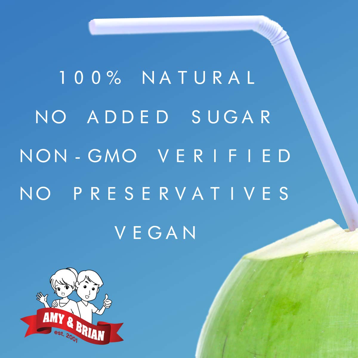 Amy & Brian Non-GMO Coconut Water, Original, 17.5 Fl Oz (Pack of 12)