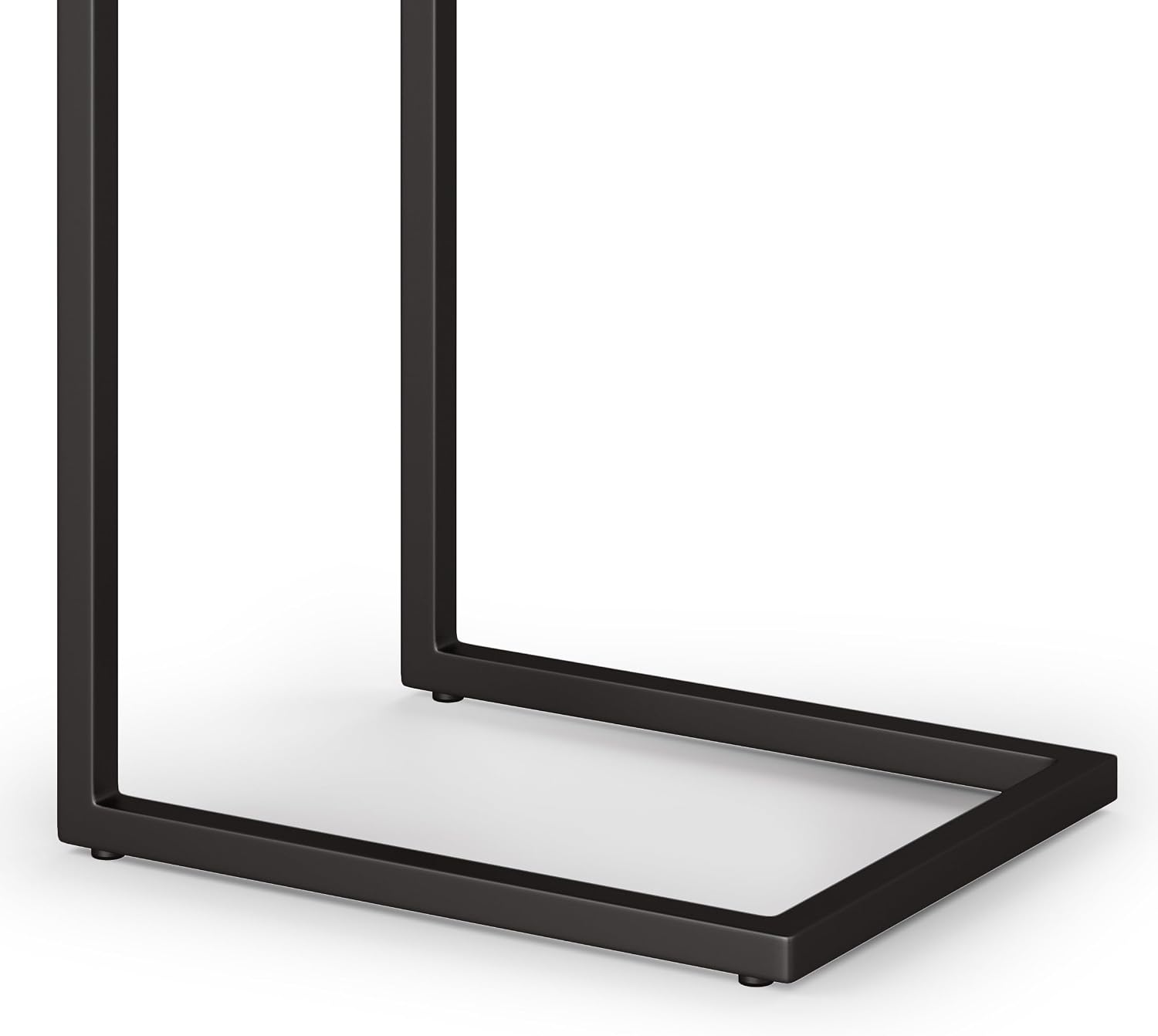 SIMPLIHOME Skyler 18" Wide Solid Wood C-Side End Table in Dark Cognac Brown | Industrial slide-under accent table with open frame, assembled; perfect for living rooms as a side table or sofa table.