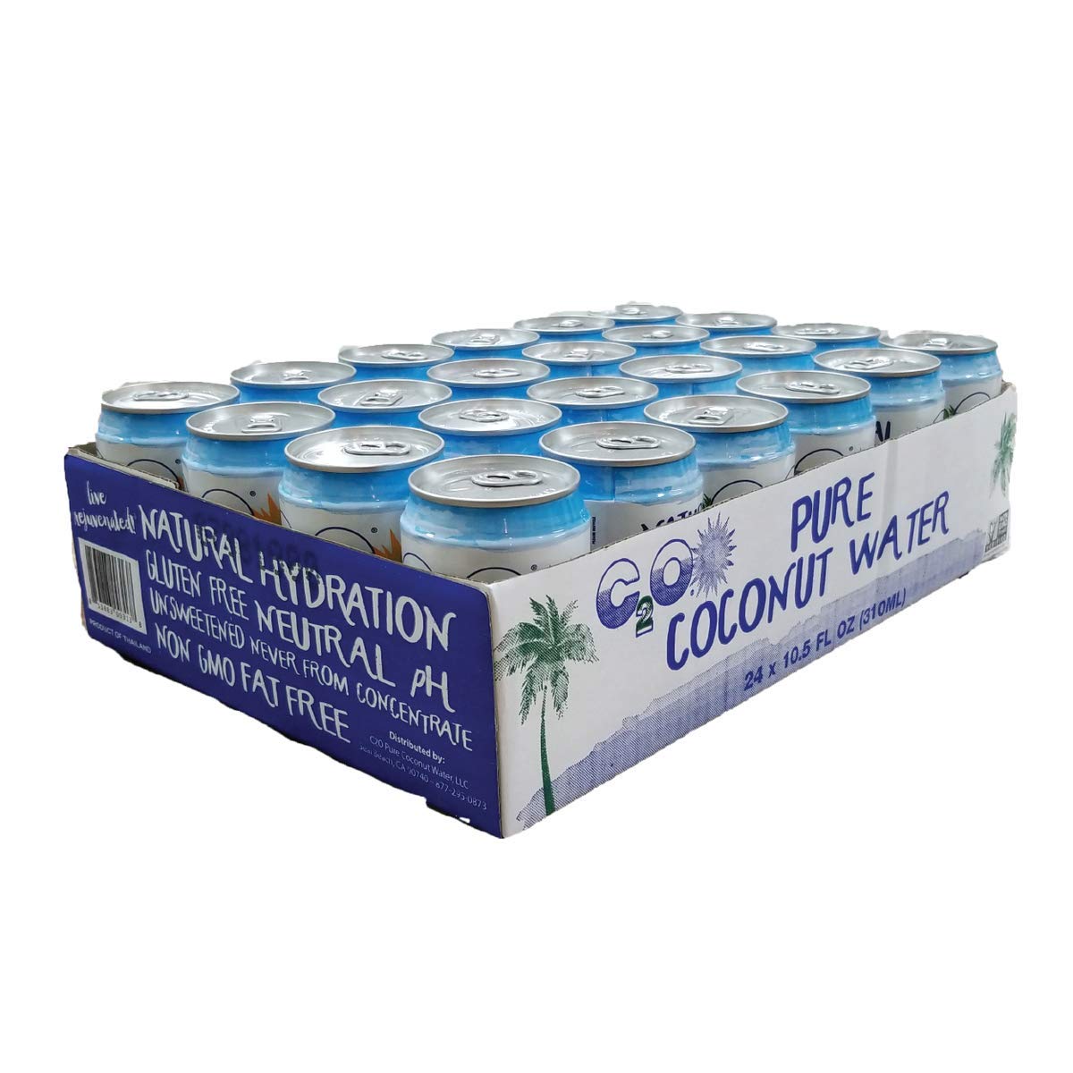 C2O - Coconut Water with Pineapple (12 Pack) - Made with Fresh Coconut Water - Plant Based - Non GMO - Canned Water - Natural Hydration, Essential Electrolytes, & Potassium - 12 Cans, 17.5 FL OZ