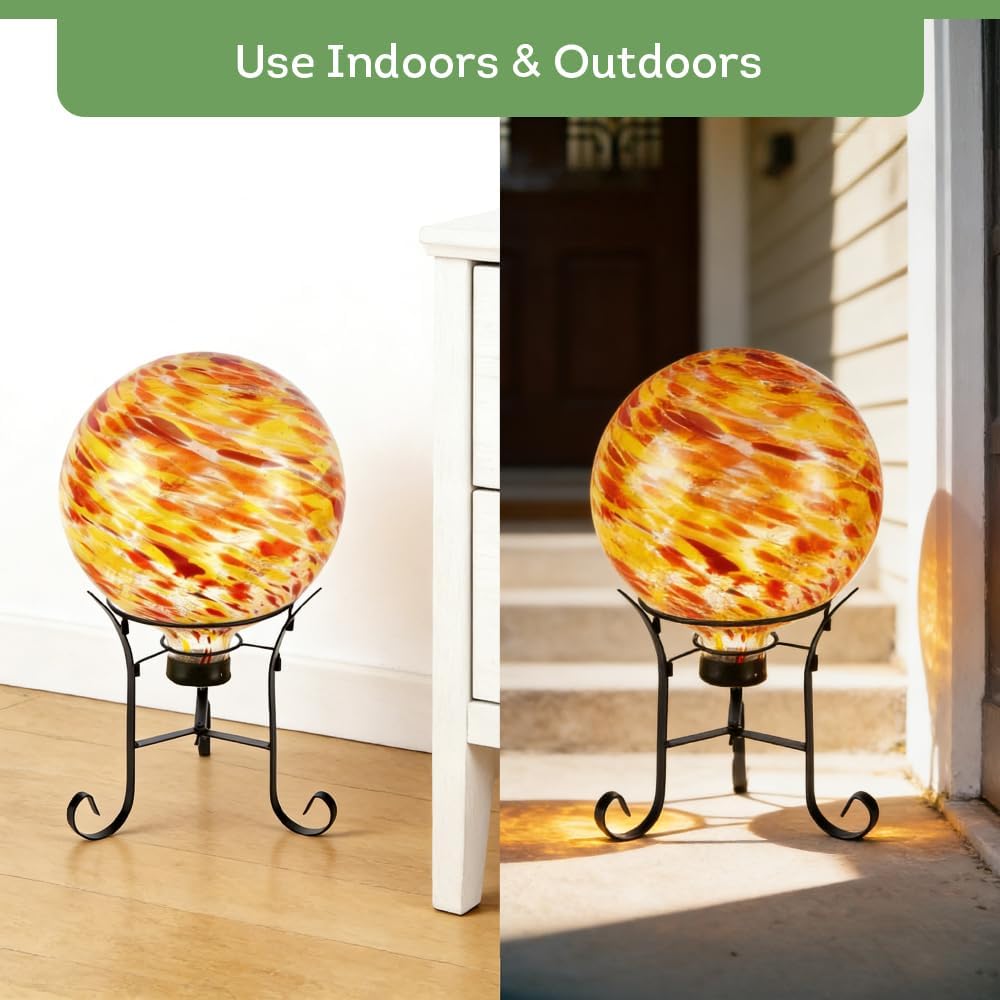 Lily's Home Glass Gazing Ball, A Colorful Addition to Any Garden or Home, Ideal As a Housewarming Gift. 10 Inch (Calming Water)