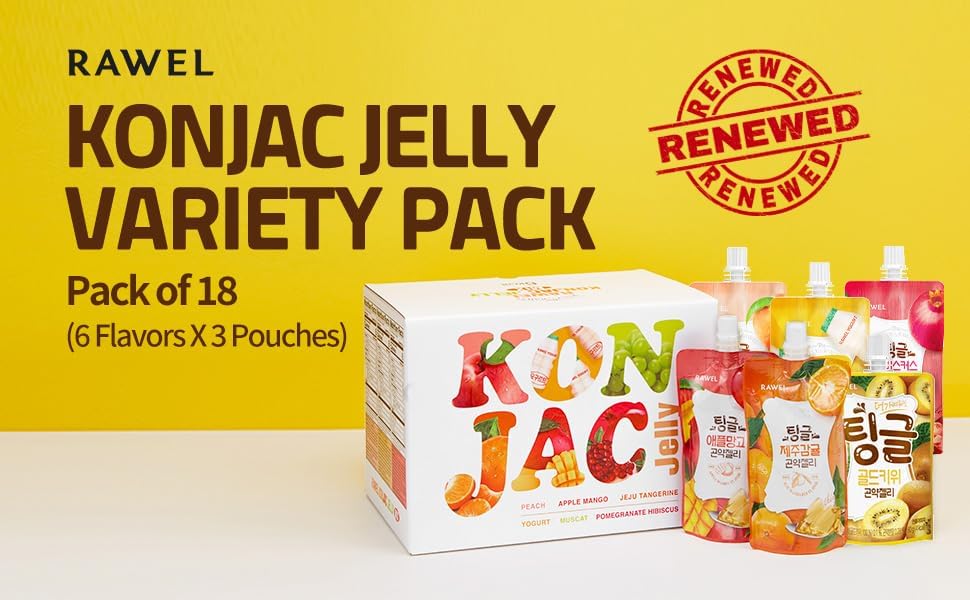 Rawel Thingle Delicious Konjac Jelly Renewed Mix Package / 18packs (Mix) / 6 Calories per Pouch/Sugar Free/Fruit Flavor with Low carb/Drinkable Zero