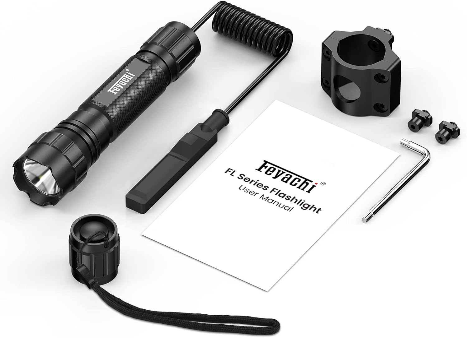 Feyachi FL22 Tactical Flashlight 1200 Lumens LED Light M Lock Rail Mount Ar Flashlight with Pressure Switch