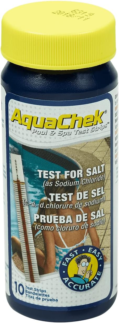 AquaChek Salt Test Strip Titrators for Pools - Salt Water Pool Test Strips for Sodium Chloride - Quick and Accurate Results - Professional Water Quality Testing Kit (10 Strips)