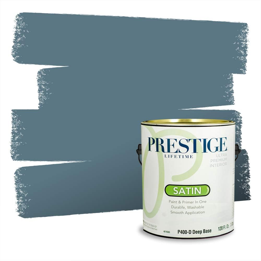 PRESTIGE Paints Exterior Paint and Primer In One, 1-Gallon, Semi-Gloss, Comparable Match of Behr* Intercoastal Gray*