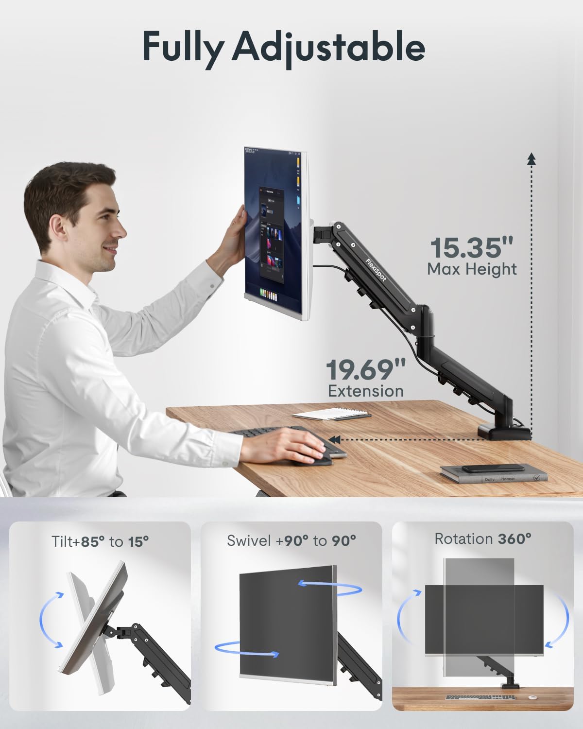 FLEXISPOT EN2 48"x24" Standing Desk with Power Strip Bundle, Black
